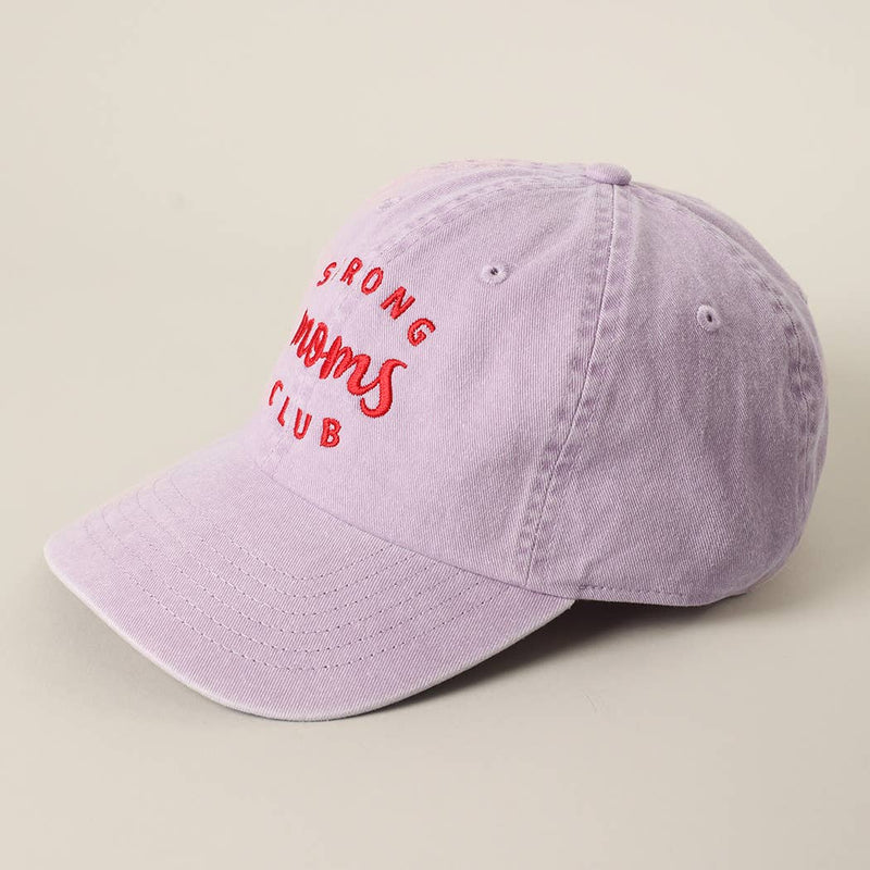 Strong Moms Club Embroidered Cotton Baseball Cap: SMOKE PINK