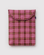 Puffy Laptop Sleeve 13/14 - Azalea Pink Tartan