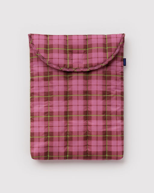Puffy Laptop Sleeve 13/14 - Azalea Pink Tartan