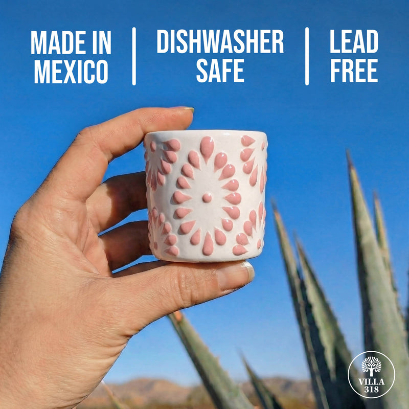 Talavera Shot Glass - White & Pink