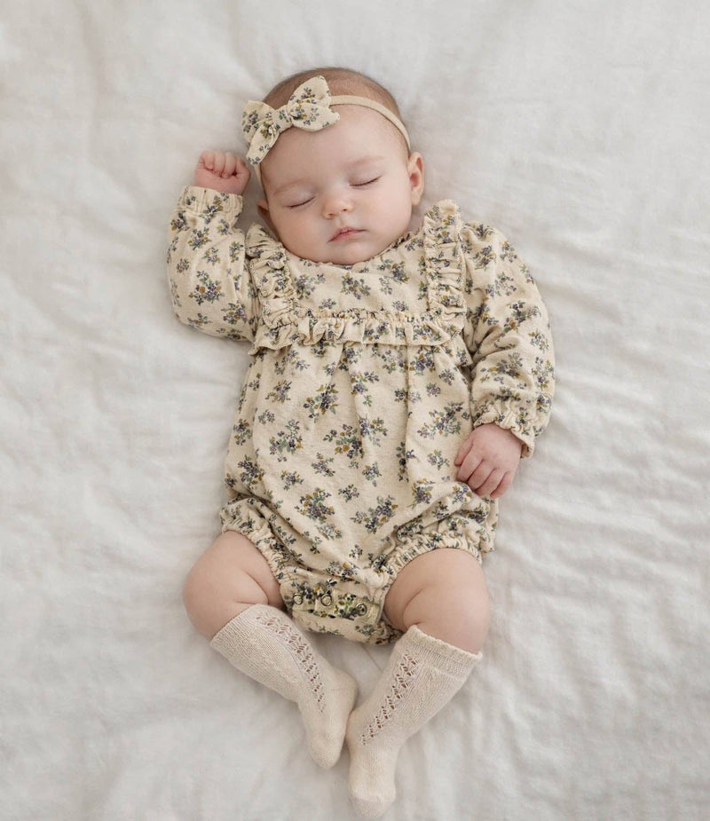 Viola Romper with Bow: 0-3 months