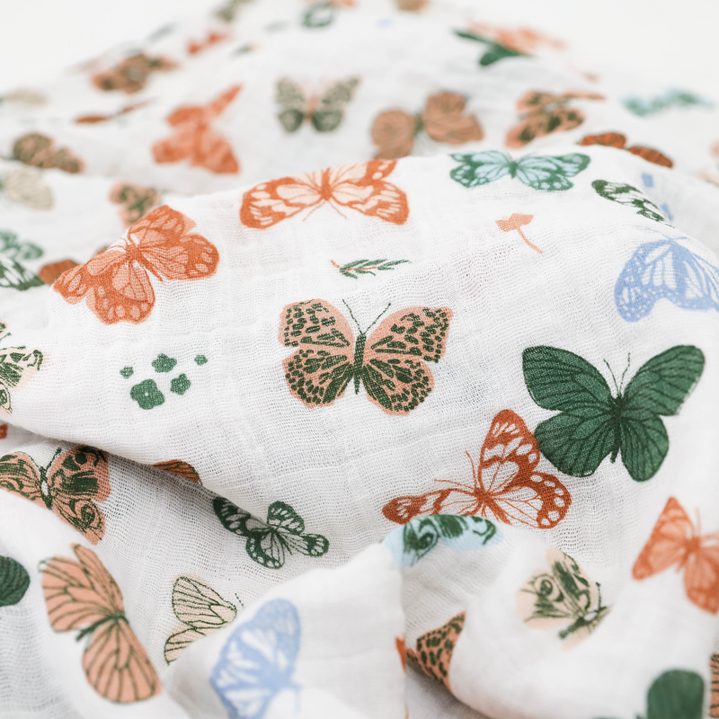 Cotton Muslin Swaddle Blanket | Butterflies