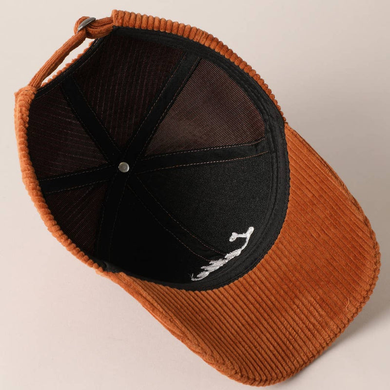 Latte Text Embroidery Corduroy Baseball Cap: Brown / ONE SIZE