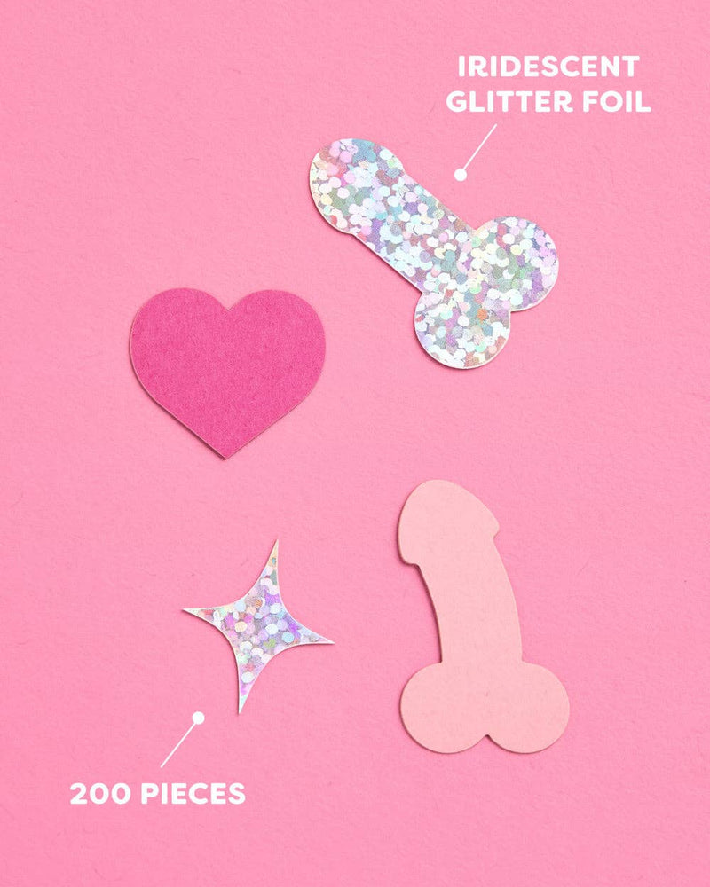 Penis Confetti - 200 pc pink + holographic confetti, Bachelorette Party