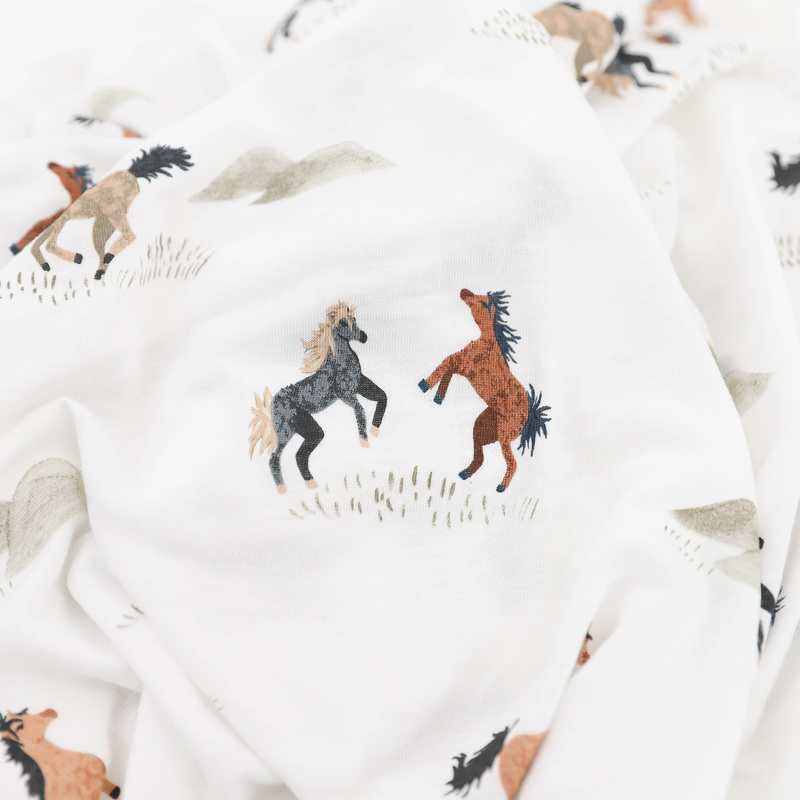 Stretch Knit Swaddle Blanket | Wild Horses