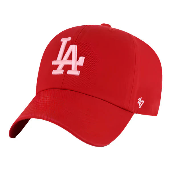 LA Dodgers 47 Clean Up w/ No Loop Label | Red & Pink Logo