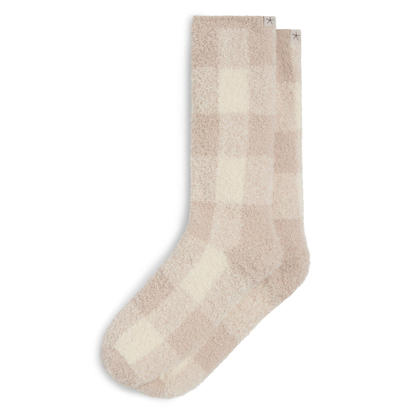 CozyChic® Buffalo Plaid Socks in Stone Multi