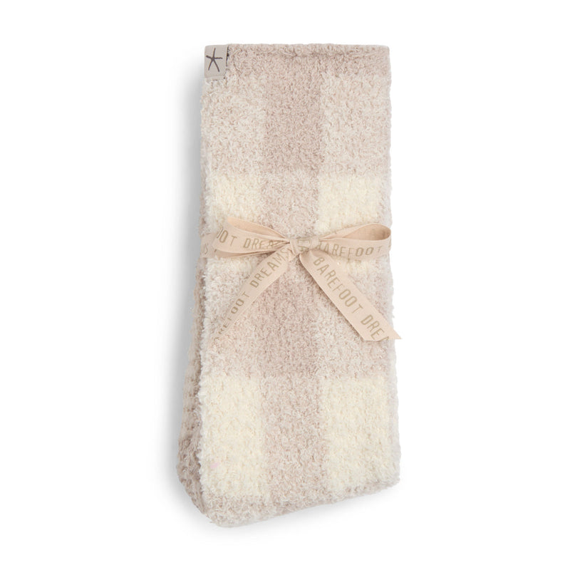 CozyChic® Buffalo Plaid Socks in Stone Multi, gift bow