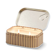 Cappuccino Bistro tin candle detail