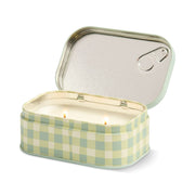 Macaron Bistro tin candle detail