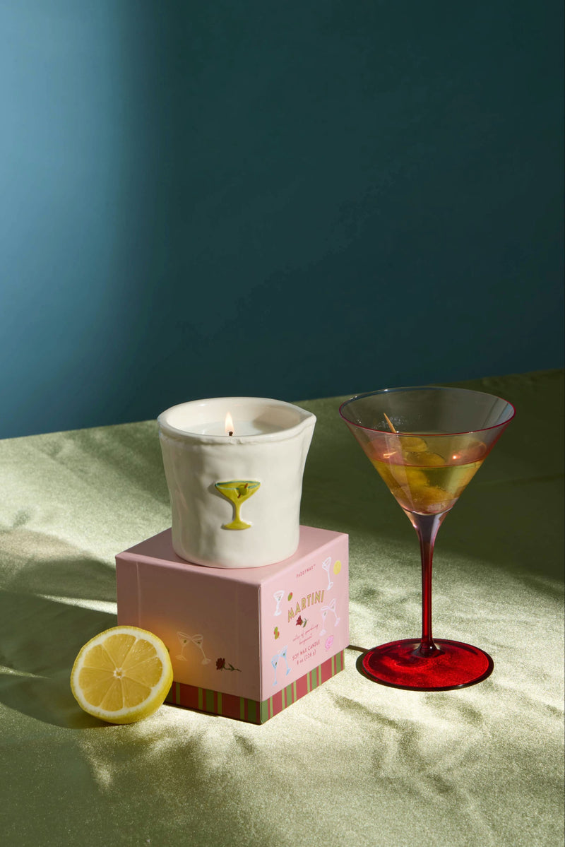 Martini Bistro candle and tin styled together