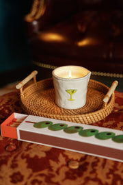 Martini Bistro candle styled with matches