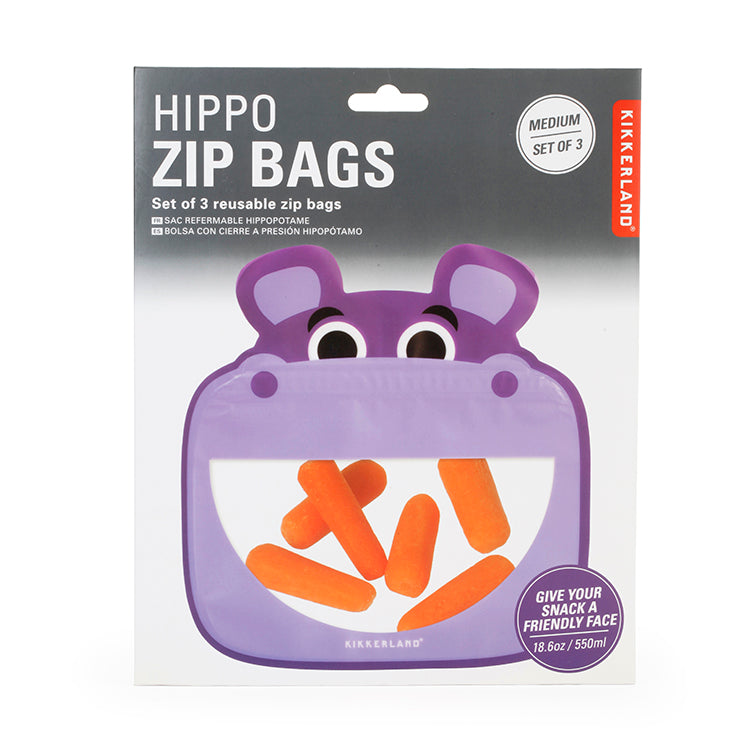 Hippo Zipper Bags (Set of 3)