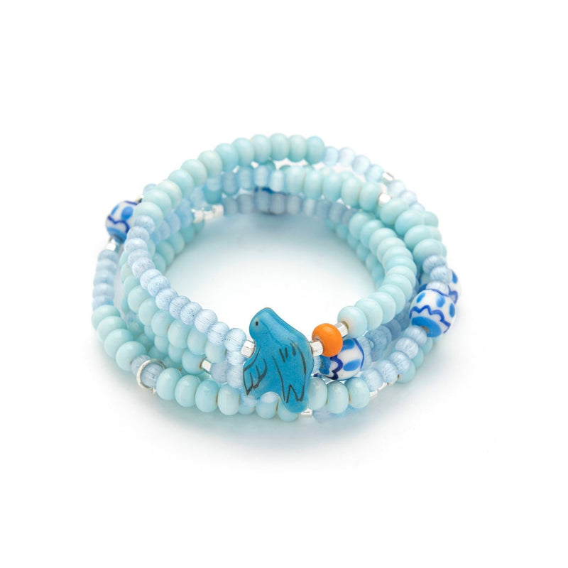 Ceramic Bead Wrap Bracelet/Necklace - Joy/Bluebird