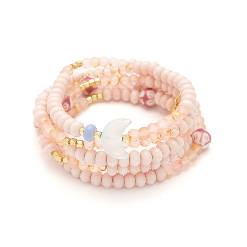Ceramic Bead Wrap Bracelet/Necklace - Balance/Moon