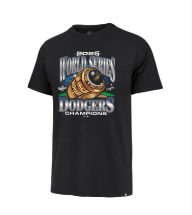 47Brand LA Dodgers 2025 World Series RING Champions Franklin Tee in BLACK