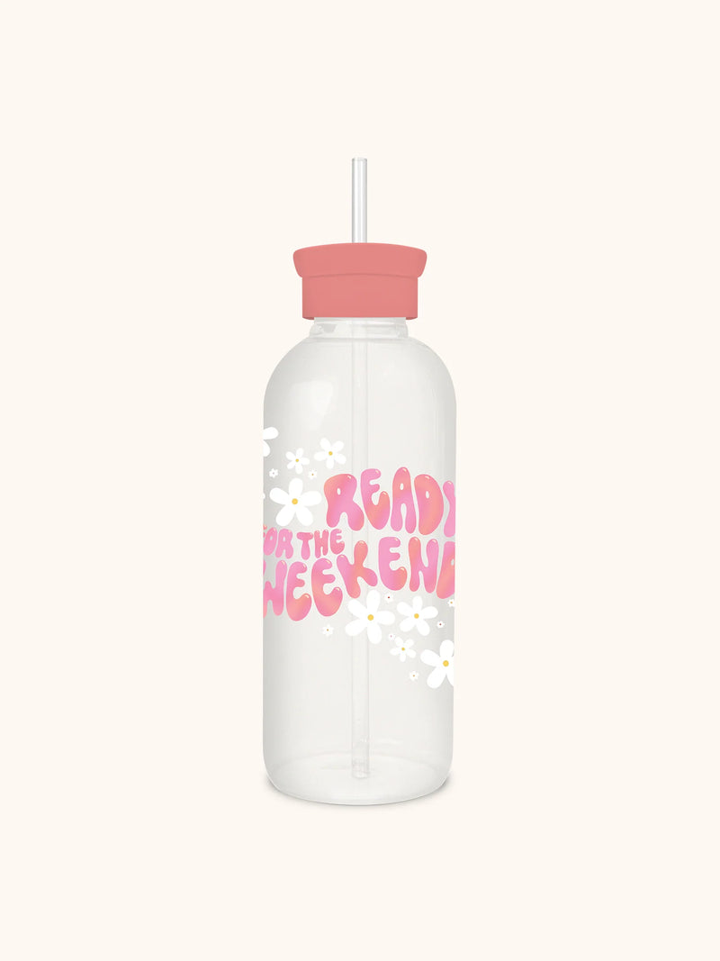 Ready for the Weekend Glass Water Bottle with Straw