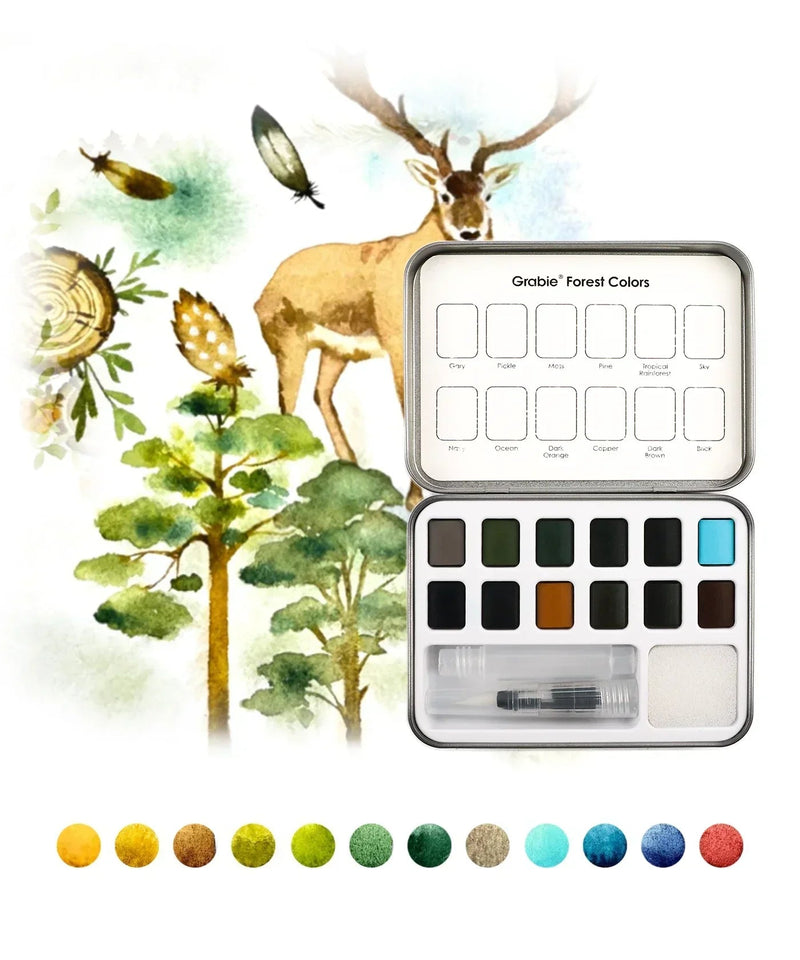 Grabie Watercolor Pocket Set of 12 Forest