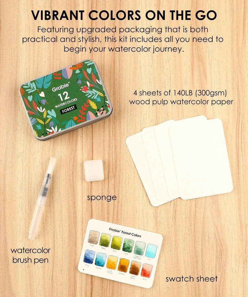 Grabie Watercolor Pocket Set of 12 Forest