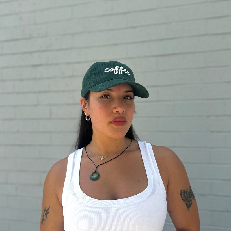 Coffee Embroidered Corduroy Cap