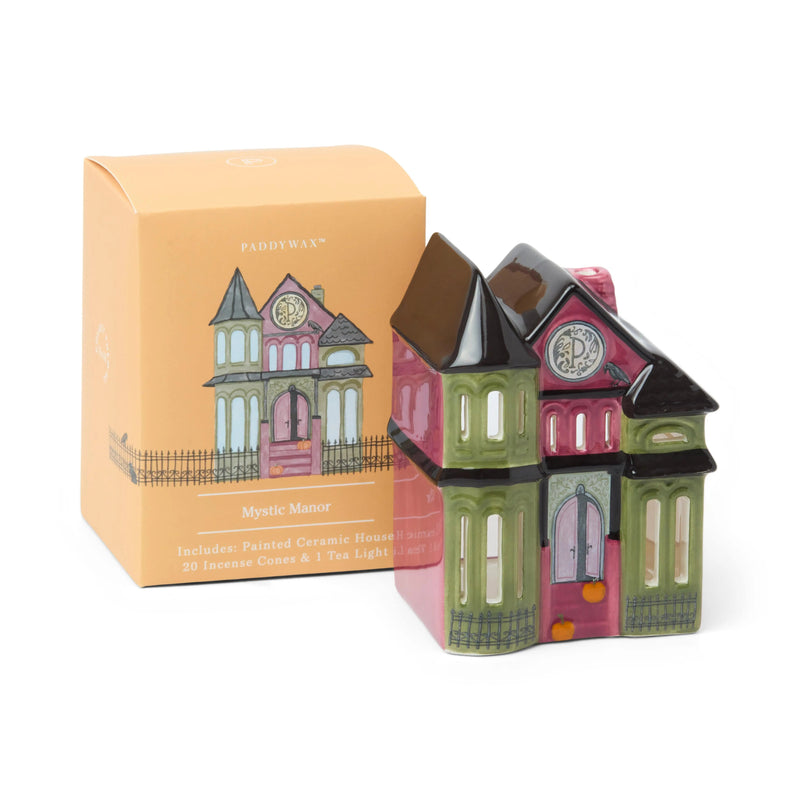 No. 08 The Mystic Manor hand-painted ceramic incense and tea light holder