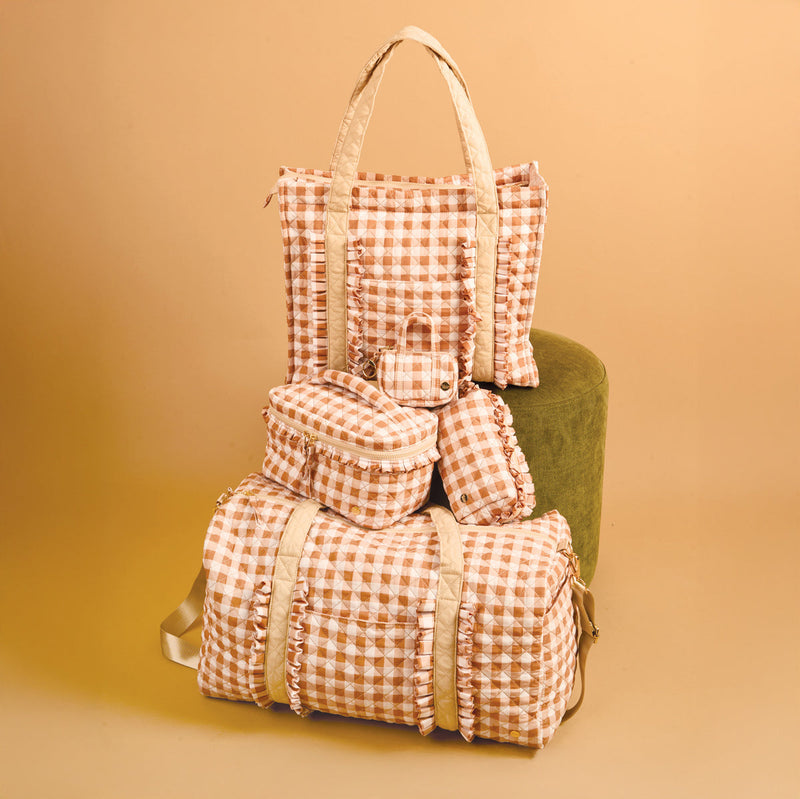 Maple Gingham Essentials Quilted Cosmetic Pouch