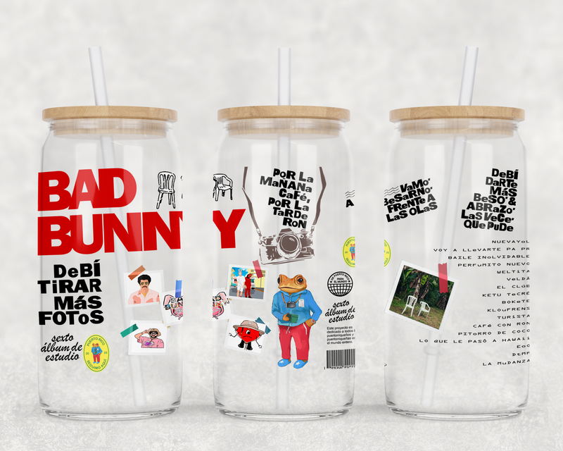 Mas Fotos Can Glass With Lid + Straw