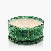 Noble Fir Garland Centerpiece Candle lid off