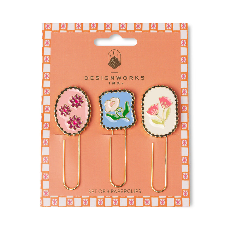 Set of 3 Paperclips - Framed Floral