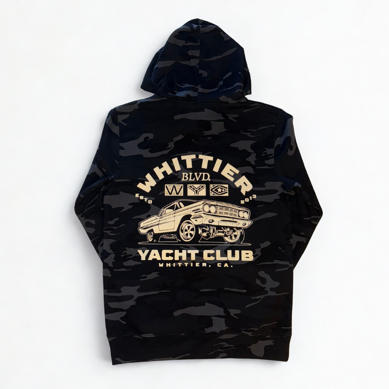Heavy Faded Whittier Yacht Club Nautical Flag Camo Hoodie