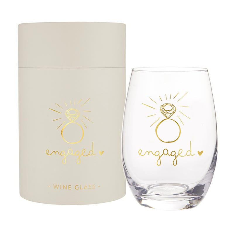 Gold Foil Stemless Wine Glass | Engaged
