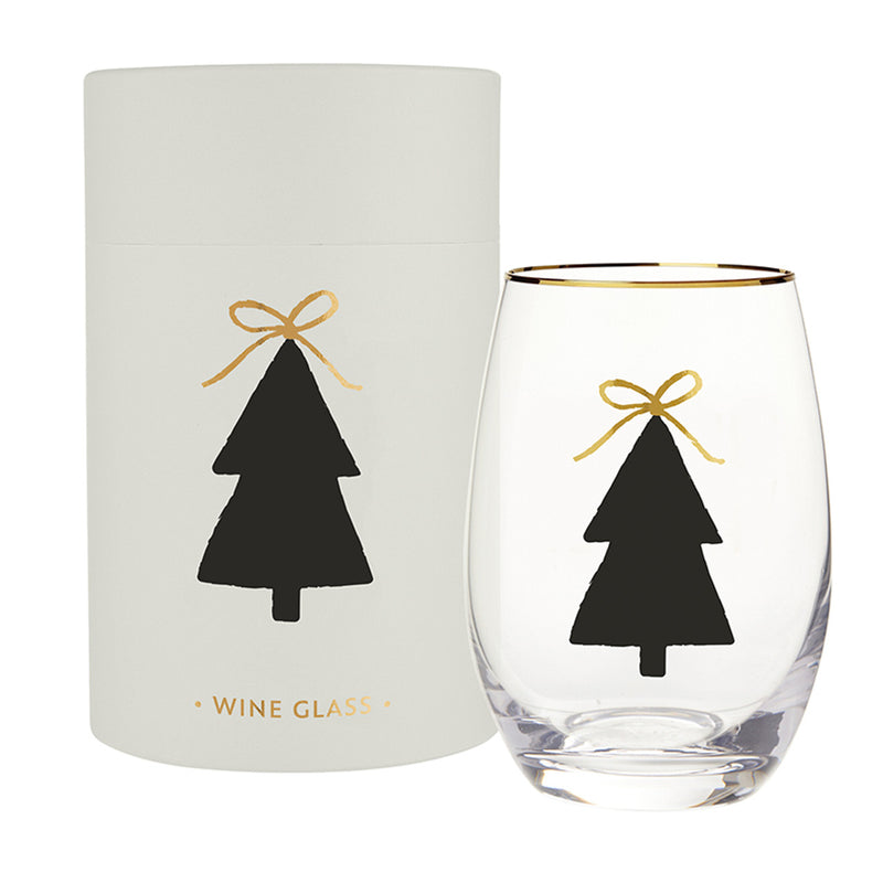Gold Foil Stemless Wine Glass | Bow Tree