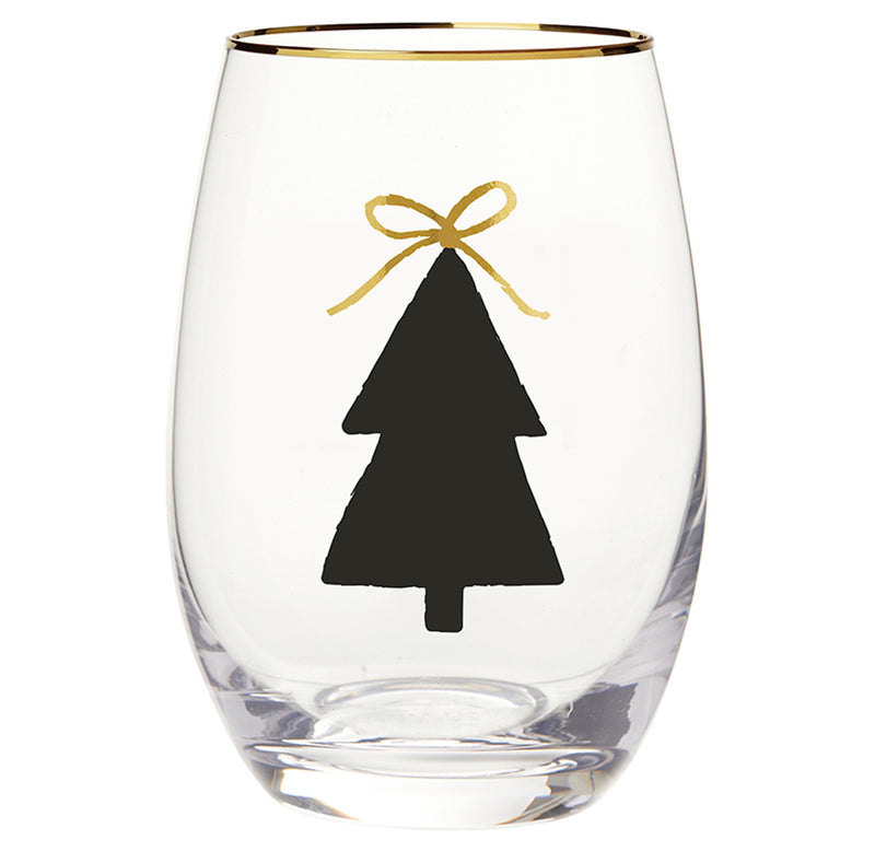 Gold Foil Stemless Wine Glass | Bow Tree
