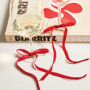 Velvet Bow Wine Charms - Red - Set of 6