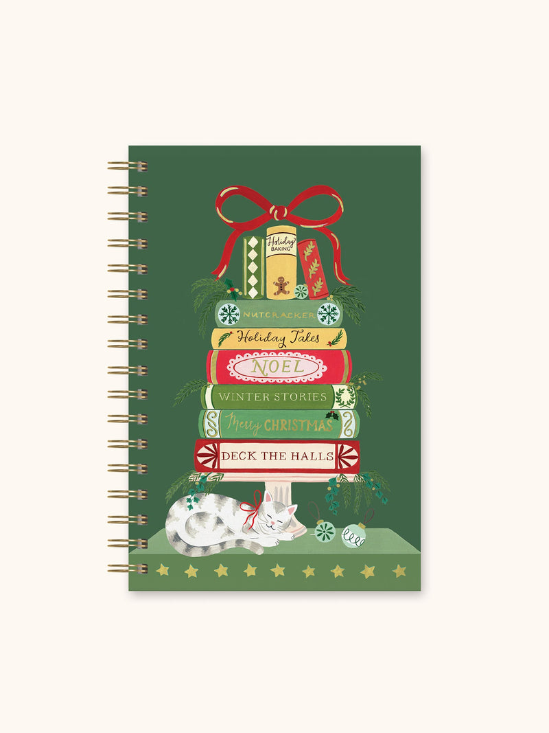 Bookish Christmas Medium Spiral Notebook