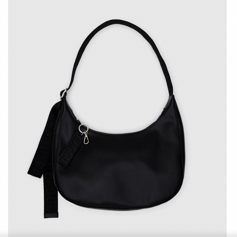 Medium Recycled Leather Crescent Bag