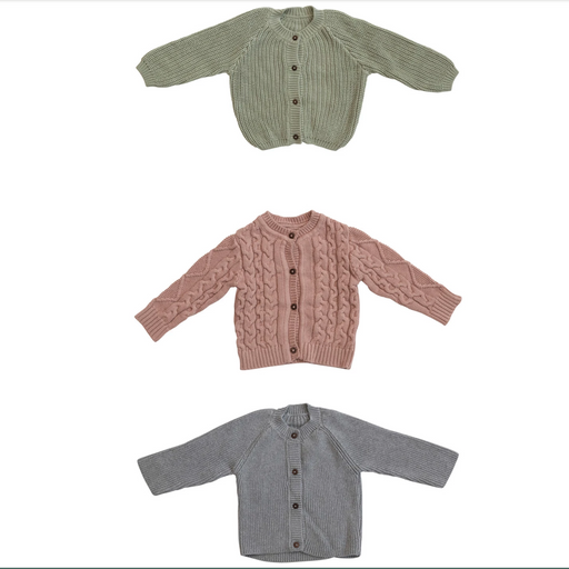 Cotton Knit Baby Sweater w/ Wood Buttons - LOCAL FIXTURE