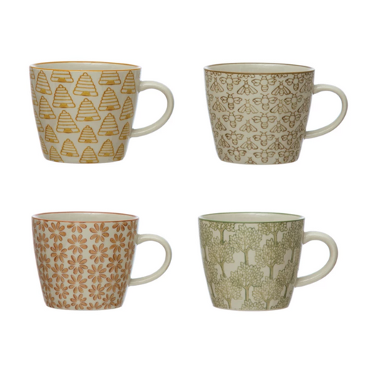 Hand-Stamped Stoneware Mug with Pattern | 8oz - LOCAL FIXTURE