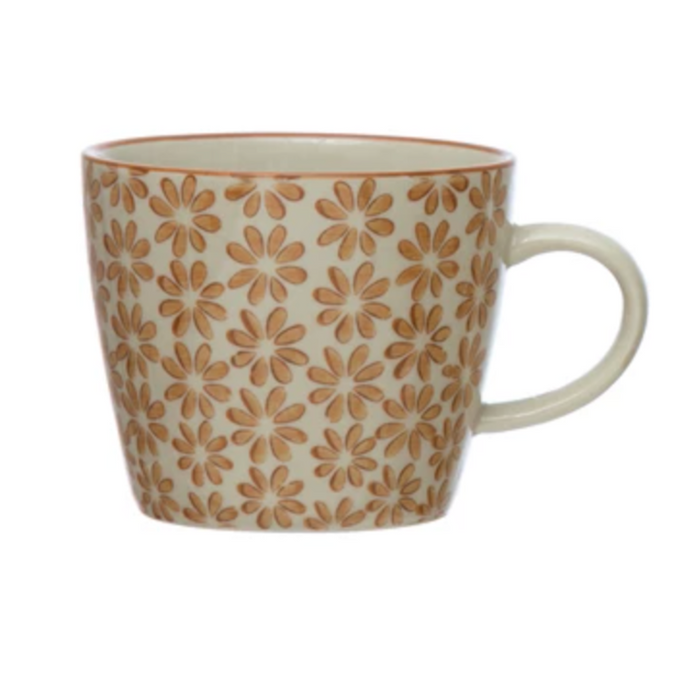 Hand-Stamped Stoneware Mug with Pattern | 8oz - LOCAL FIXTURE
