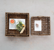 Decorative Hand-Woven Rattan Trays w/ Handles - LOCAL FIXTURE