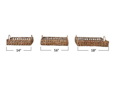 Decorative Hand-Woven Rattan Trays w/ Handles - LOCAL FIXTURE