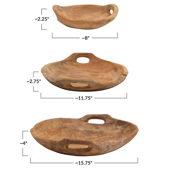 Teak Wood Bowls with Handles