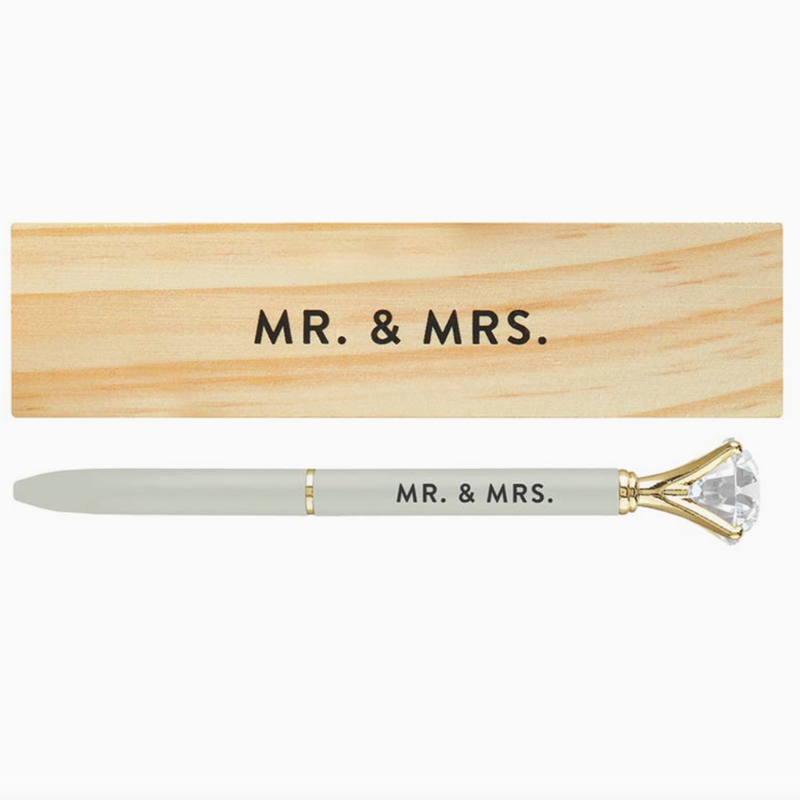 Wood Box with Gem Pen | Mr. & Mrs.