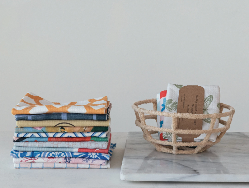 Printed Recycled Microfibre Tea Towel | Tile Pattern & Lemons