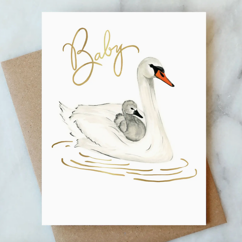 Swans Baby Greeting Card | New Mom Baby Card