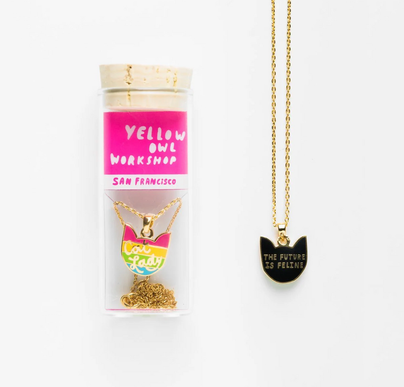 Cat Lady/Future is Feline 2-Sided Pendant