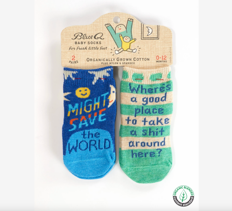 Save World/Take Shit Baby Socks