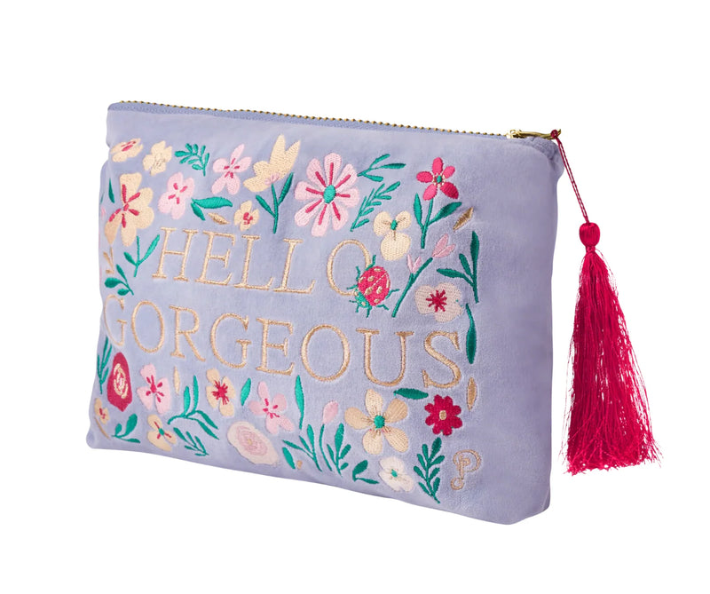 Velvet Zip Pouch | Hello Gorgeous | Denim