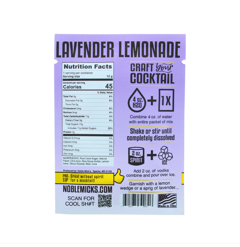 Single Serve Craft Cocktail | Lavender Lemonade