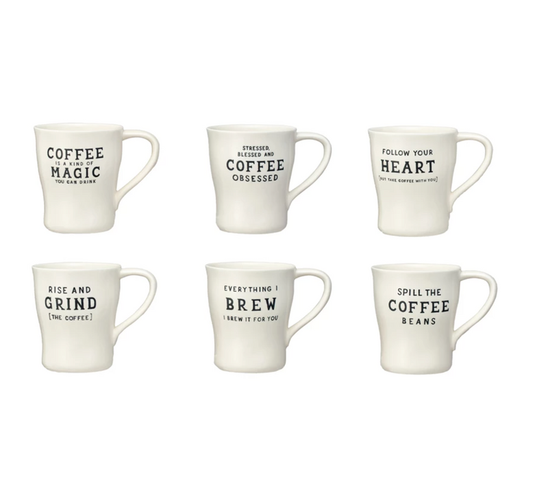 Stoneware Mug w/Coffee Saying